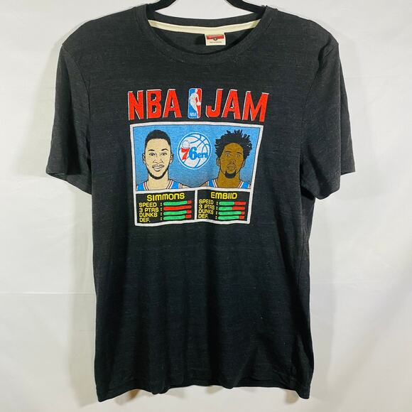 Vintage Style Homage NBA Jams T-Shirt 76ers Simmons vs. Embiid Small - Picture 1 of 6